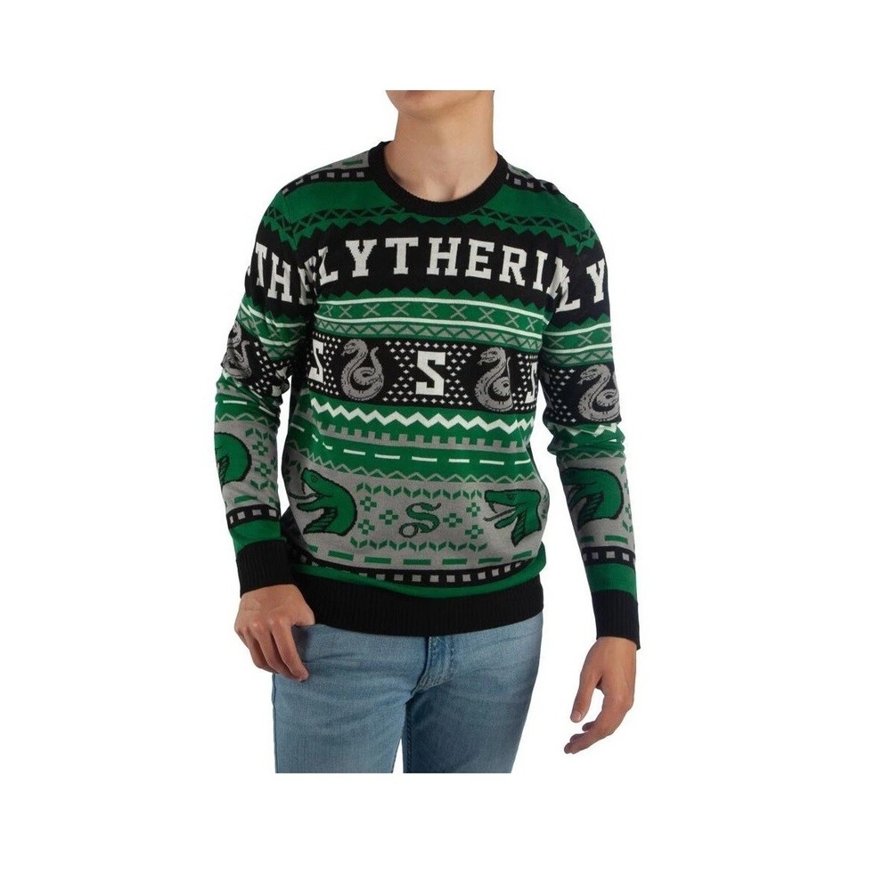 Size 2XL Harry Potter Slytherin Christmas Sweater Xmas Holiday Green Malfoy Ugly - Picture 3 of 6